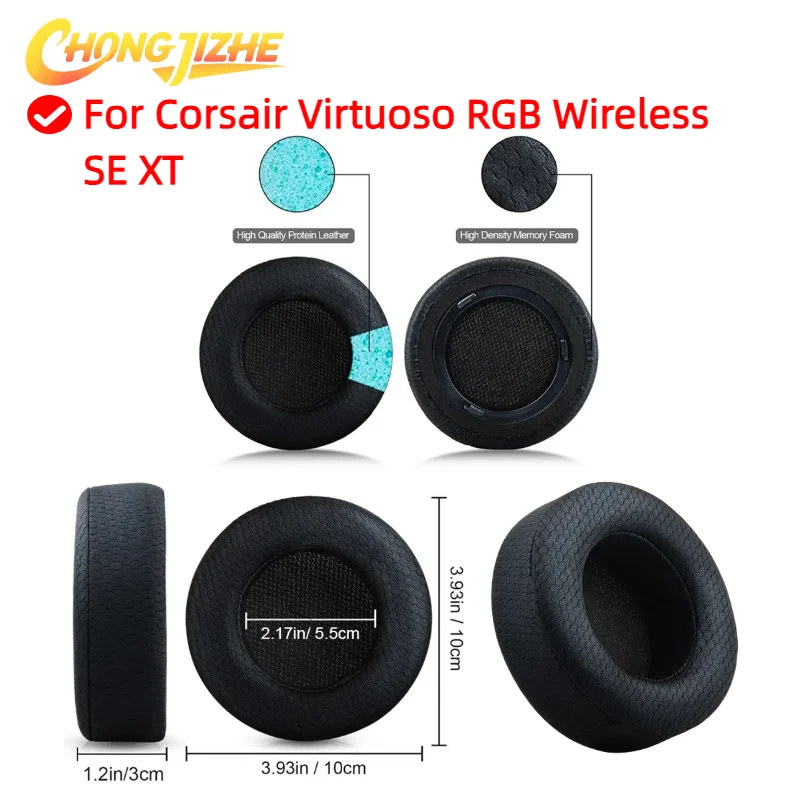 Replacement Breathable Mesh Ear Pads With buckle For Corsair Virtuoso RGB Wireless SE Headset Earmuffs Repair Parts