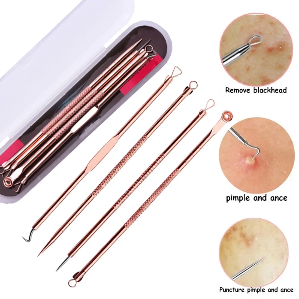 Skin Tool Facial Care Deep Cleaner Beauty Salon Pimple Remover Blackhead Tweezers Acne Needle 4x Blackhead Remover Tool Kit