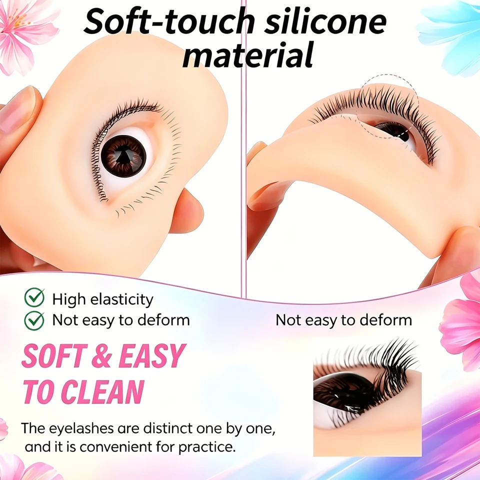3 Layers Lashes Reusable Mannequin Eyes Eyelash Extension Eyes Model Doll Face Head Training Simulated Silicone Eye Makeup Tools