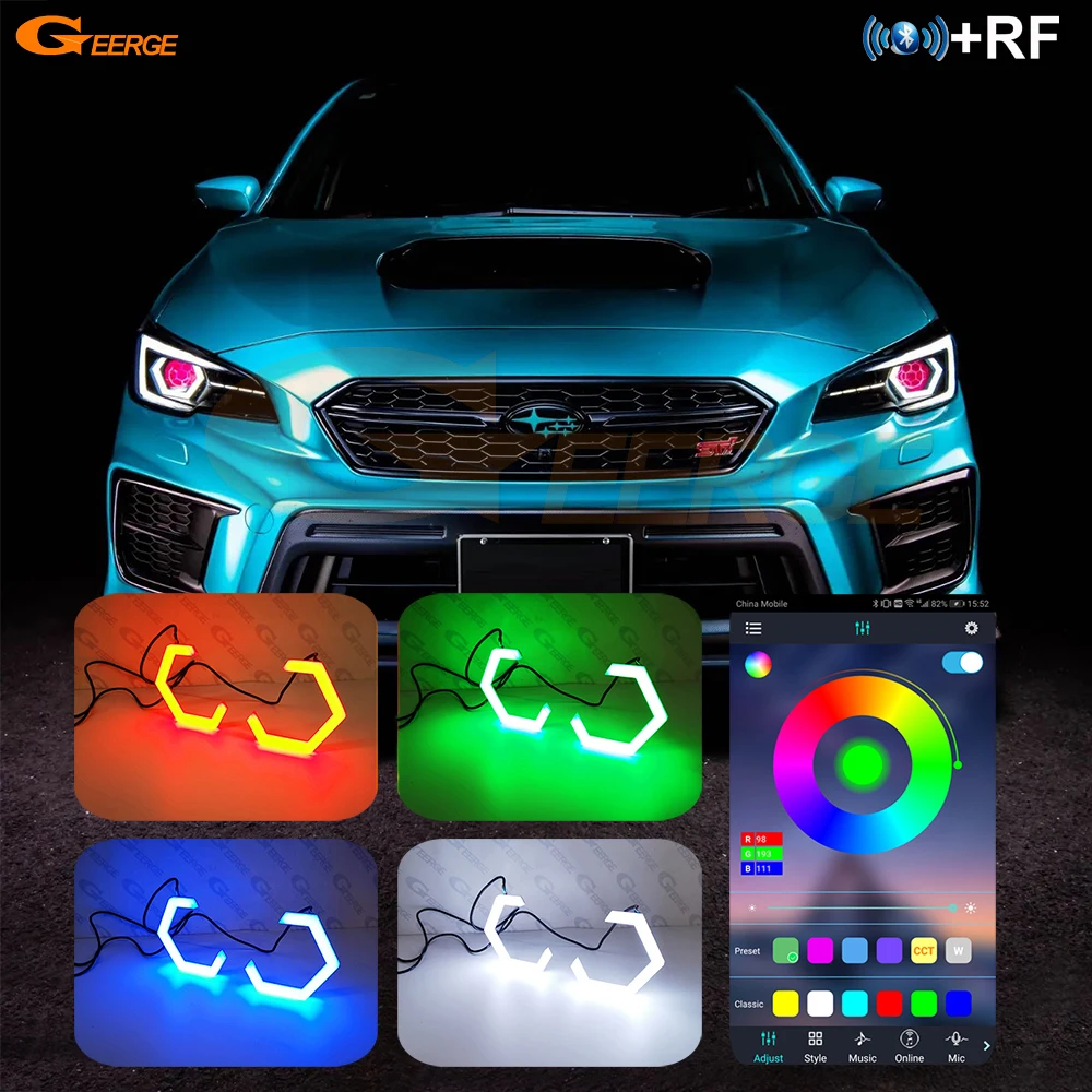 Geerge 70mm 80mm 86mm 90mm 106mm Bluetooth-Compatible APP RF Remote LED Multi Color RGB Angel Eyes Hexagon Hex Halo Rings