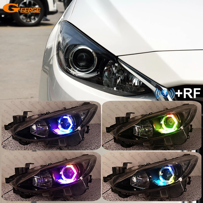 For Mazda 3 Mazda3 Axela BM BN Bluetooth APP Multi Color RGB Led Angel Eyes Hex Halo Rings Dynamic Sequential Turn Signal Lights
