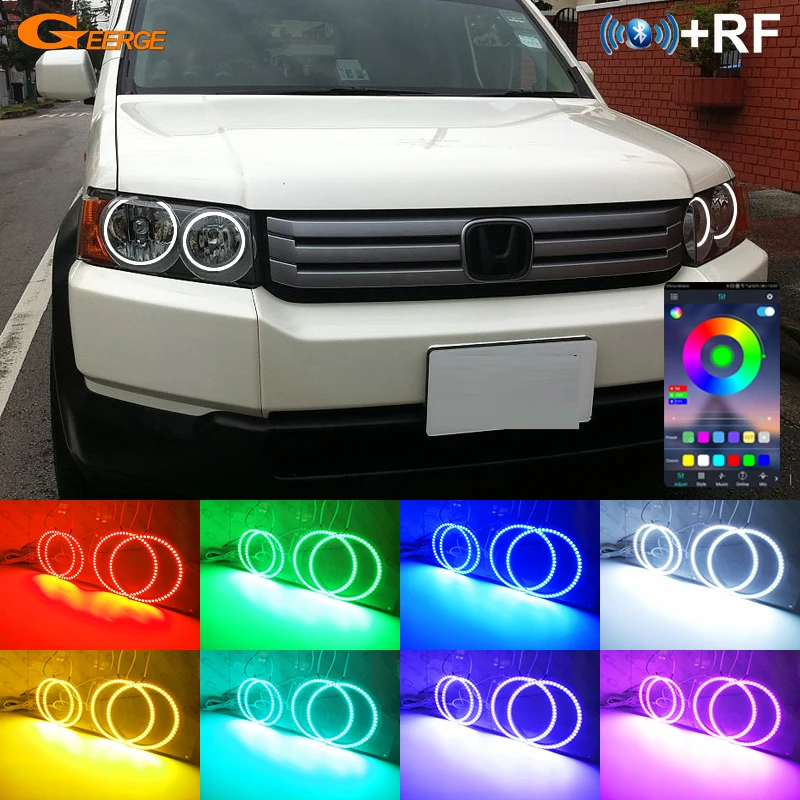 For Honda Crossroad 2007 2008 2009 2010 Bluetooth App Control Multi-Color Ultra Bright RGB LED Angel Eyes Kit Halo Rings