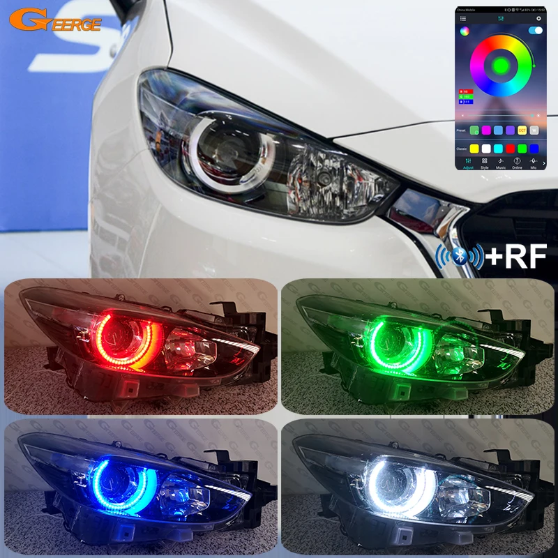 For Mazda 3 Mazda3 Axela BM BN 2013 - 2018 2019 Day Light Bluetooth APP Ultra Bright Multi-Color RGB LED Angel Eyes Halo Rings
