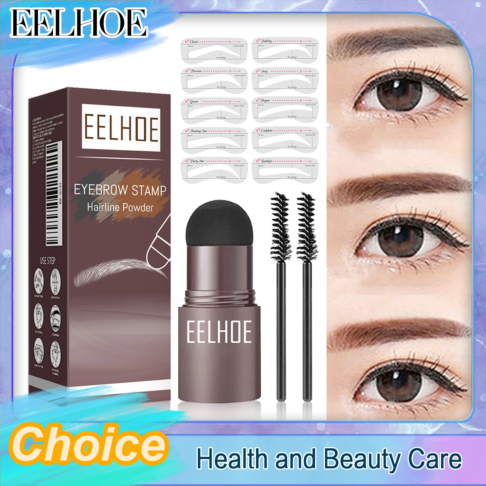 Eelhoe Eyebrow Stamp Shaping Eyebrow Brush Kit Professional Fast Brow Makeup Shape Eyebrow Brush One Step Eyebrow Stamp Shaping