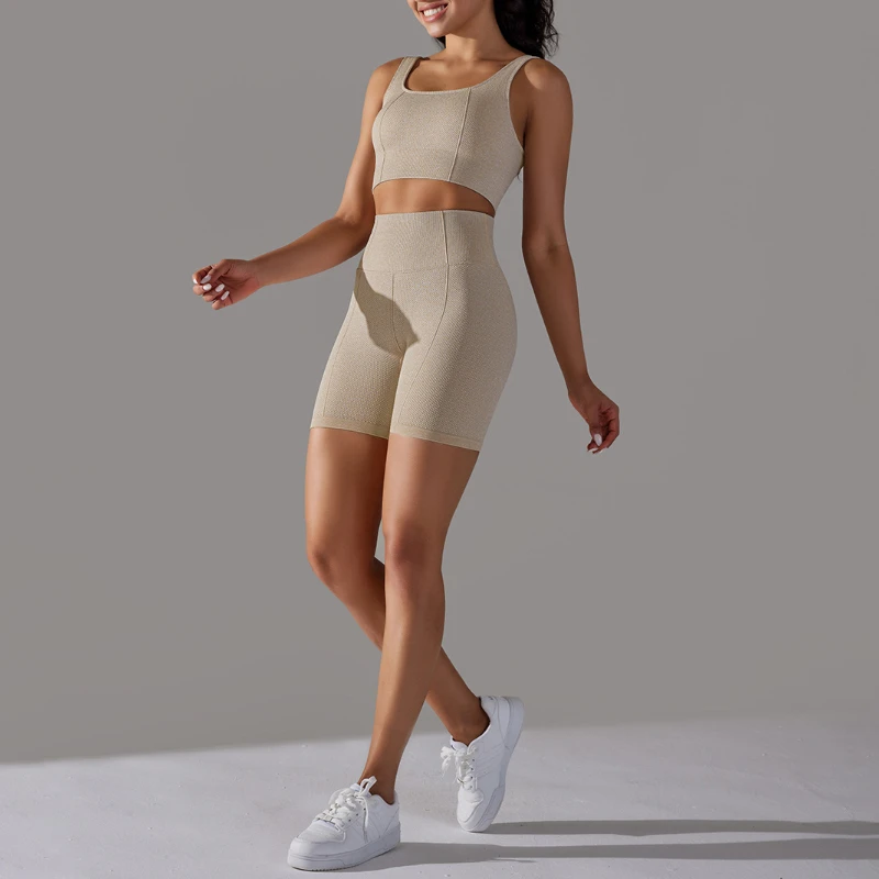 Women's Active Pilates Yoga Tracksuit Sexy Seamless Crop Top Sports Fitness 2-Piece Set Gym Set New Sportswear