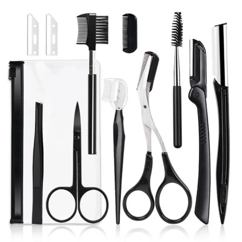 5/11Pcs Folding Eyebrow Trimmer Set Professional Trimmer Scissors Men'S And Women'S Eyebrow Beauty Beginner Make-Up Tools