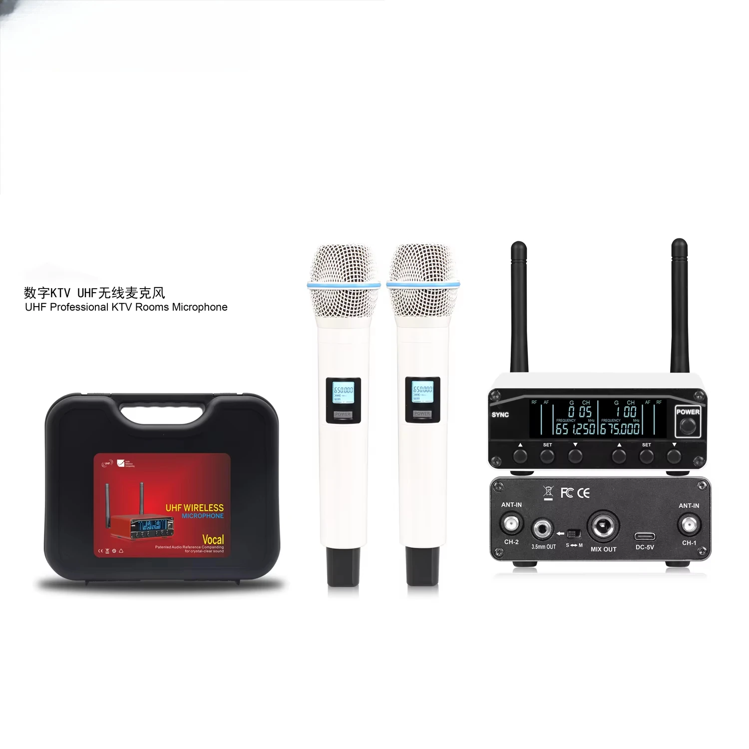 GAW-ANT2 Professional Dynamic Cardioid UHF Wireless Microphone for KTV Party UHF Wireless Mic System Portable Case