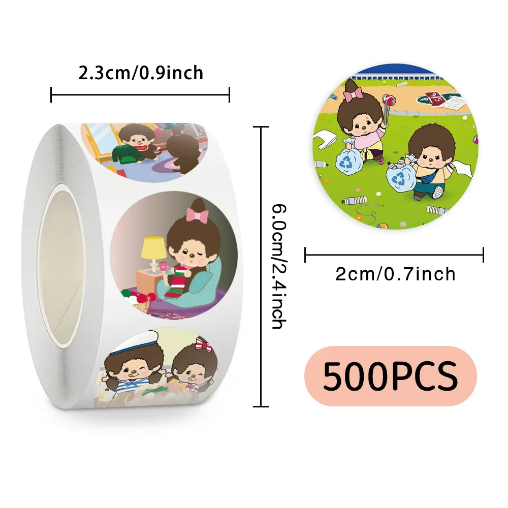 500 sheets per roll Qiqi roll sticker stickers for cross-border decoration of water cups, car sealing stickers, adhesive tape