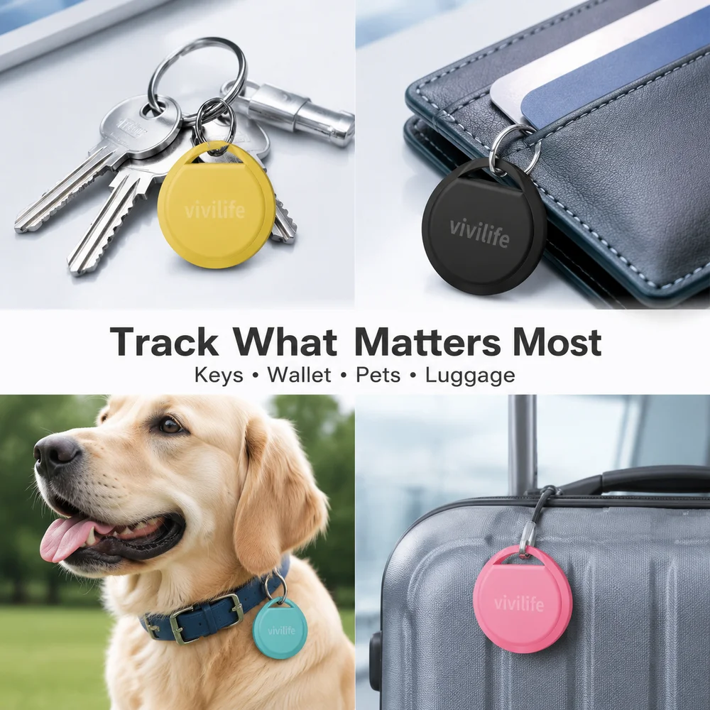4 Pack Bluetooth Anti Lost Tracker Tag Item Finder for Keys Wallet Pets Bags Smart Locator Works with iOS Android