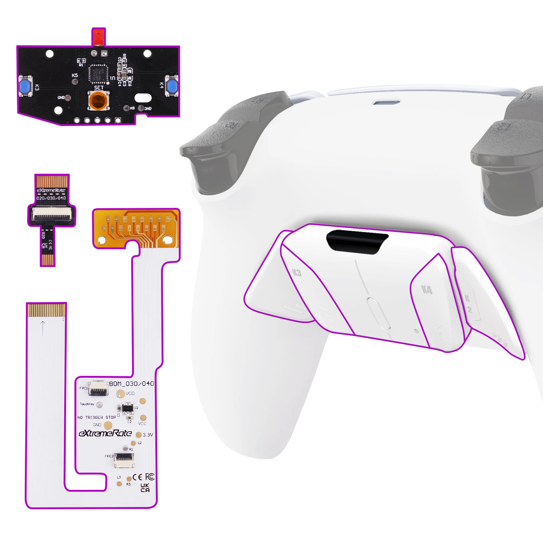 eXtremeRate for ps5 Controller BDM-060 RISE4 V4 Kit, Upgrade Board & Redesigned Back Shell & Buttons