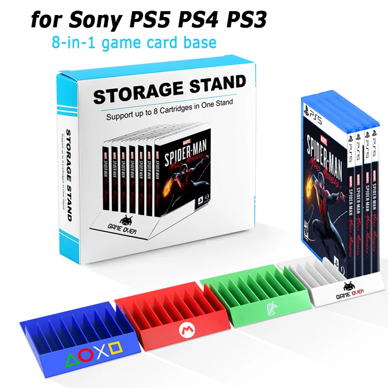 8-in-1 for PS5 Game Card Base Bracket for PS4 Disc CD Storage Box Holder Personalized Display Rack Game Card Stand Accessories