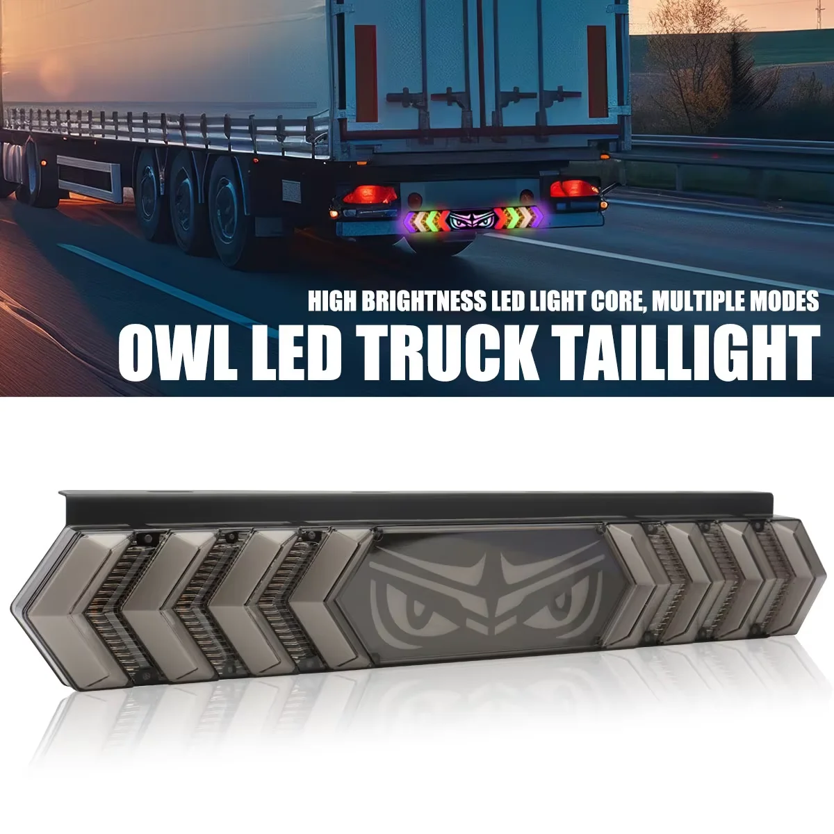 12V 24V Truck Tail Lights RGB Seven Colours Driving Lights Turn Signal Lights LED Brake Flashing Warning Lights Devil's Eye Lamp