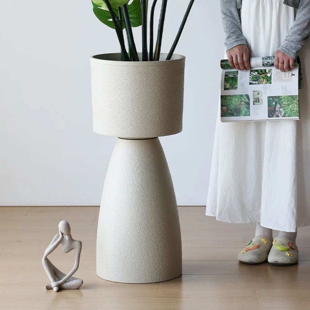 plastic flower pot living room shopping mall green plant flower pot tall round hourglass flower pot light home decoration