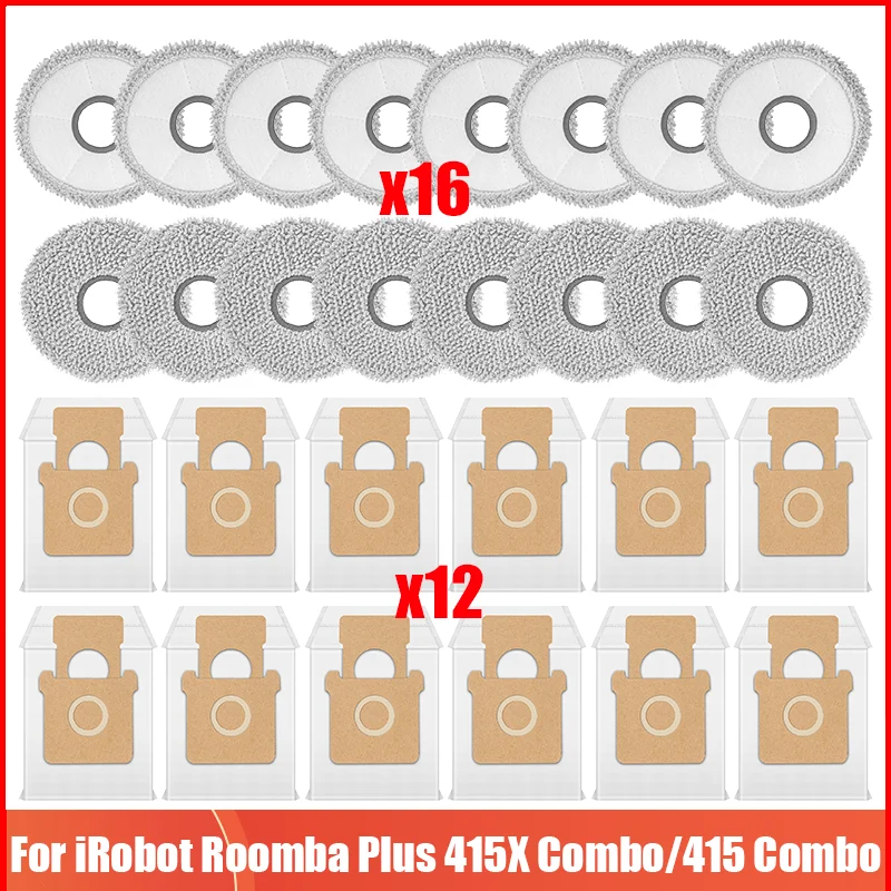 Replacement Dust Bag Compatible with for iRobot Roomba Plus 415X Combo 415 Combo /515 Combo /575 Combo Parts Mop Cloth Dust Bag