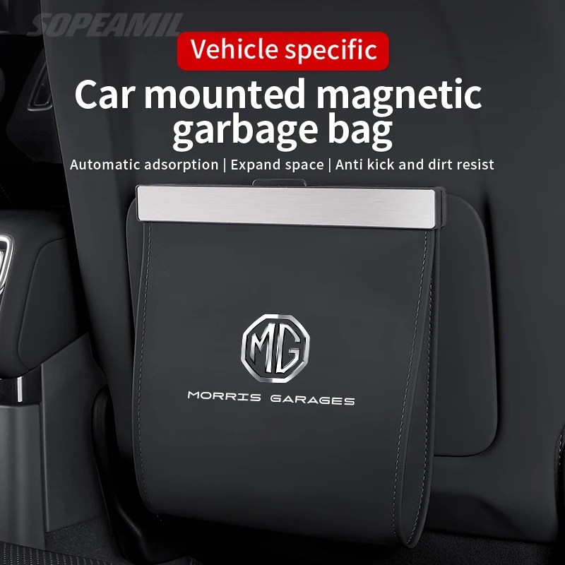 Car Garbage Bag Led Magnetic Seat Back Hanging Storage Bag Trash can MG ZS HS ES5 MG4 EV Electric S5 EV MG3 MG5 MG6 MG7 ONE EZS