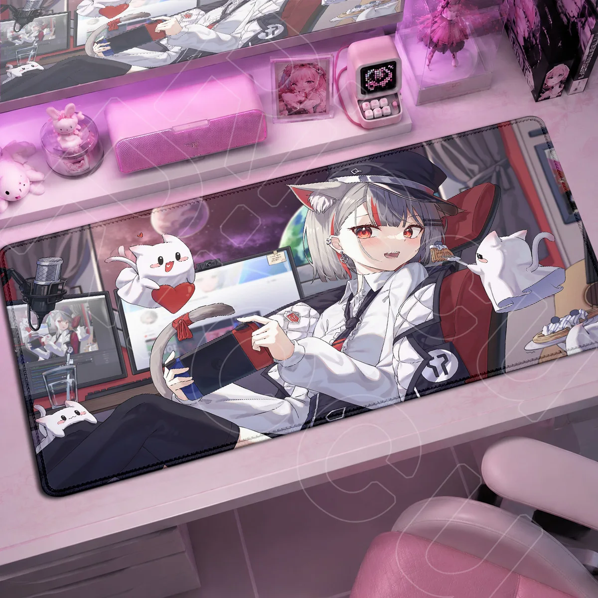 Kawaii Girl Neneko Mashiro StelLive Anime Mouse Pad Non-slip Rubber Base Mauspads Large Speed Gaming Keyboard Rug PC Accessories