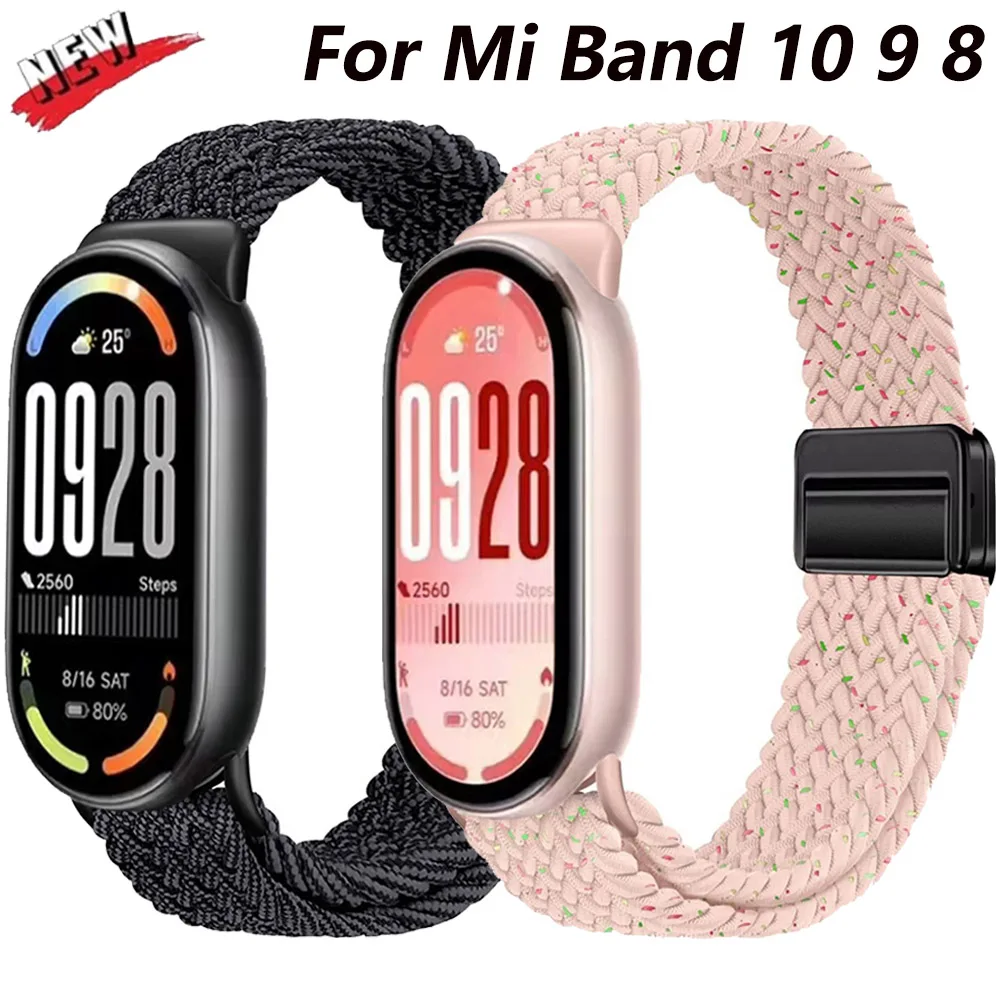Braided Loop Band for Xiaomi Mi Band 10 9 8 Nylon Breathable Replaceable wristband for Xiaomi Mi Band 10 9 NFC Smart Watch Strap
