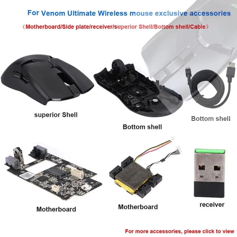 For Viper Ultimate Edition Mouse Shell Battery Motherboard Receiver Roller Cable Small Side Button Charging Board Parts