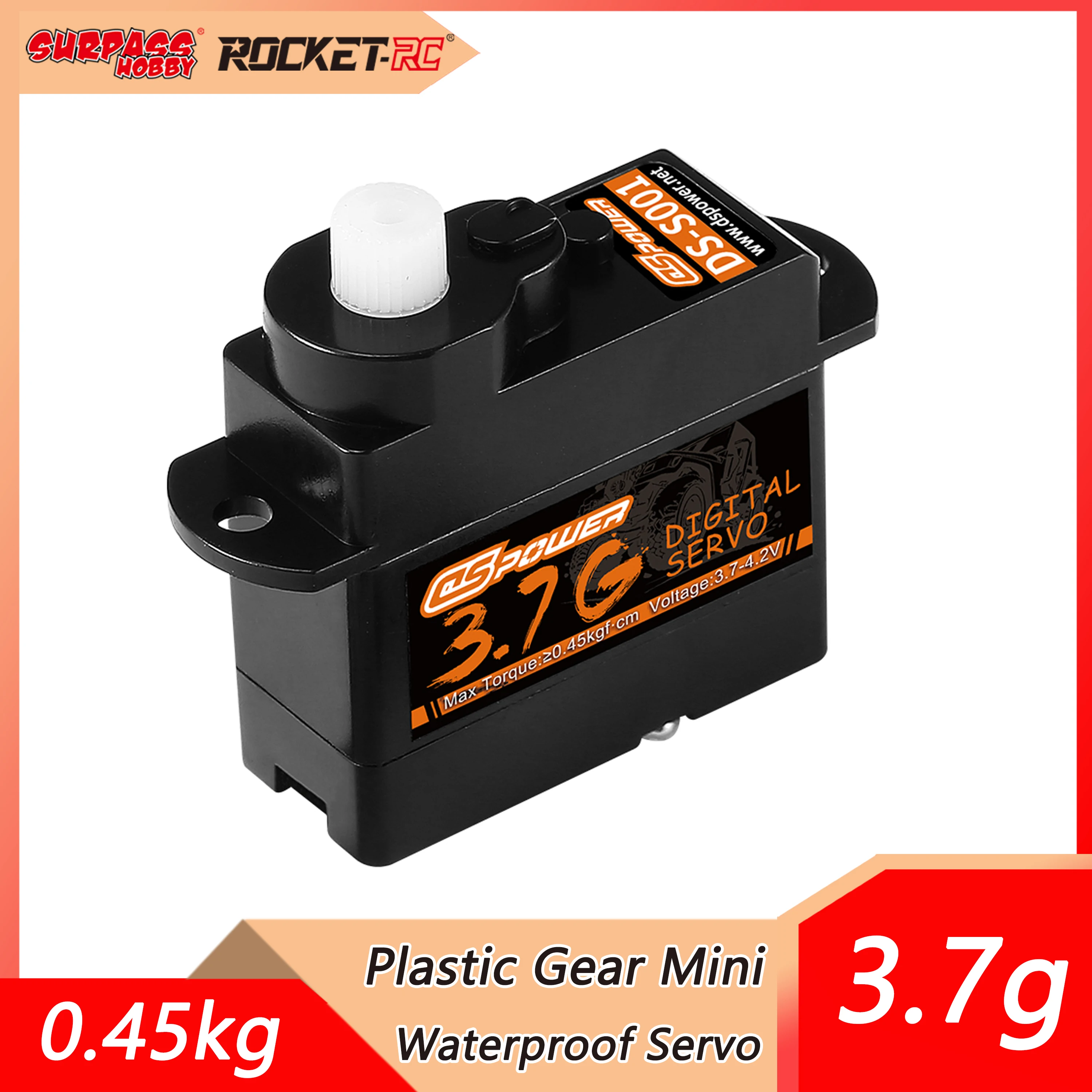 DSpower 3.7g RC Servo Micro Waterproof High Torque Digital Servo for RC Airplane Helicopter Drone Drift Car Boat Model Robot Arm