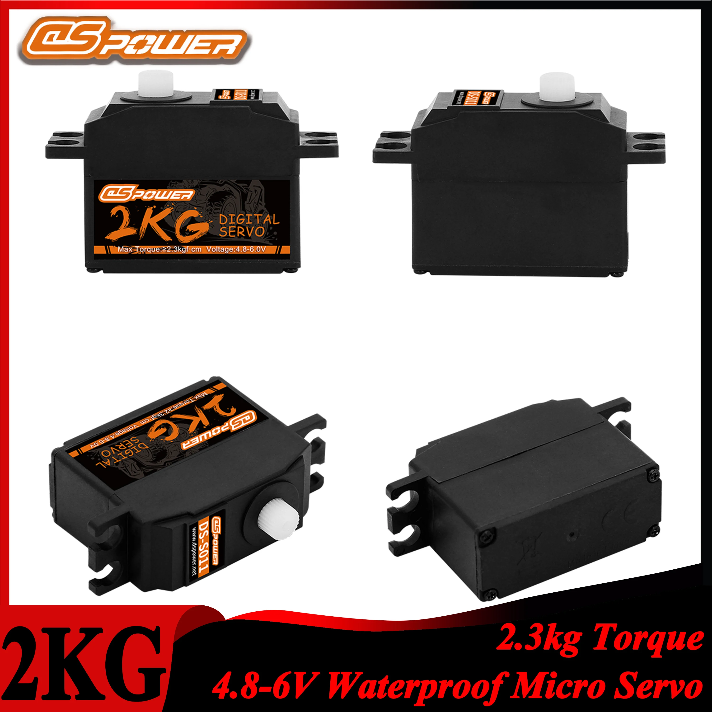 DSpower 2KG Plastic Gear Waterproof Micro Servo for RC Car Airplane Drone Helicopter Plane Boat Robot Axial HBX Wltoys WPL