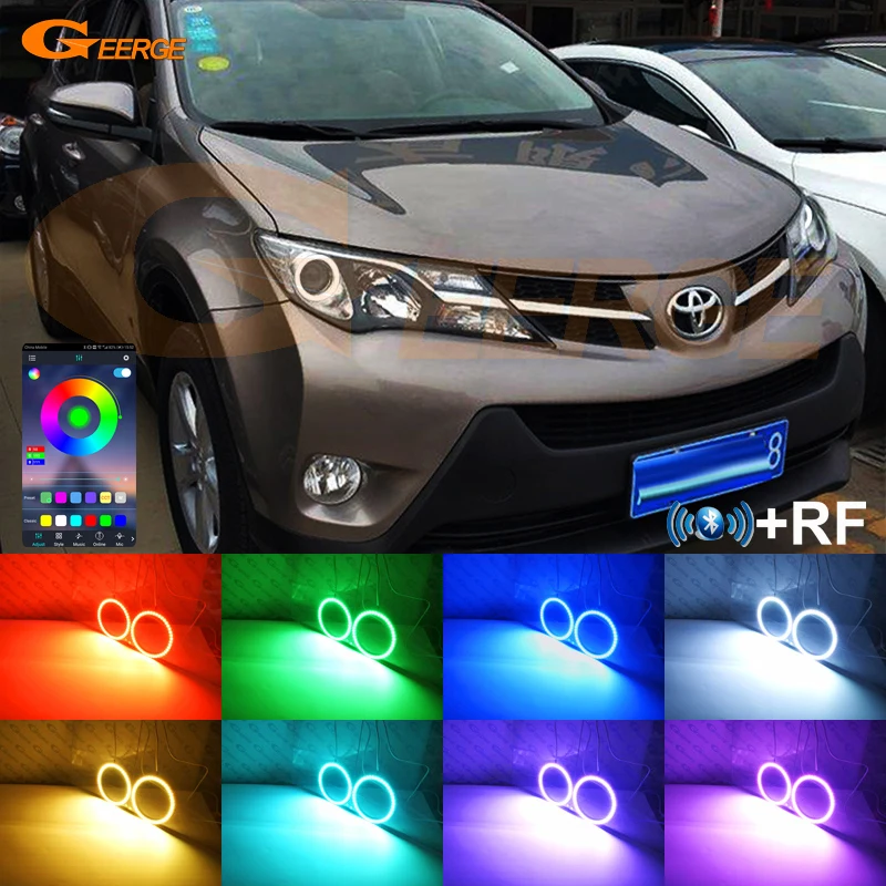For Toyota RAV 4 RAV4 IV 2013 2014 2015 Day Light Bluetooth App Ultra Bright Multi-Color RGB LED Angel Eyes Kit Halo Rings