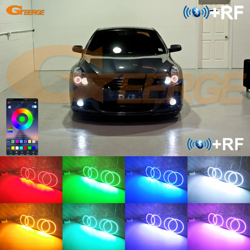 For Nissan Altima Coupe 2010 2011 2012 2013 Day Light Bluetooth App Ultra Bright Multi-Color RGB LED Angel Eyes Kit Halo Rings