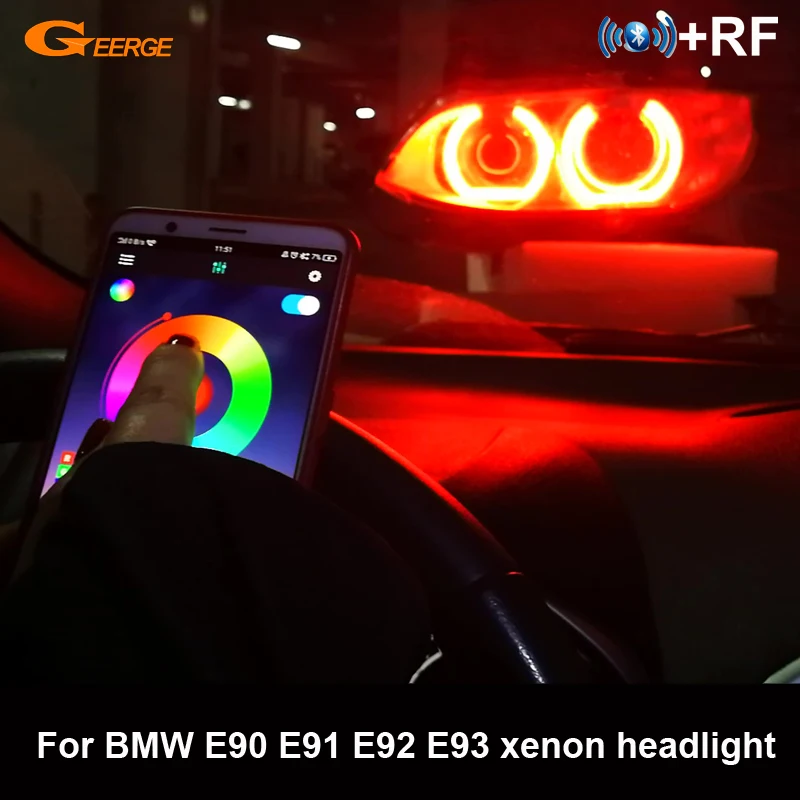 RF Remote Bluetooth APP Multi Color DTM Style RGB LED Angel Eyes Halo Rings Day Light For BMW 3 Series E90 E91 E92 E93