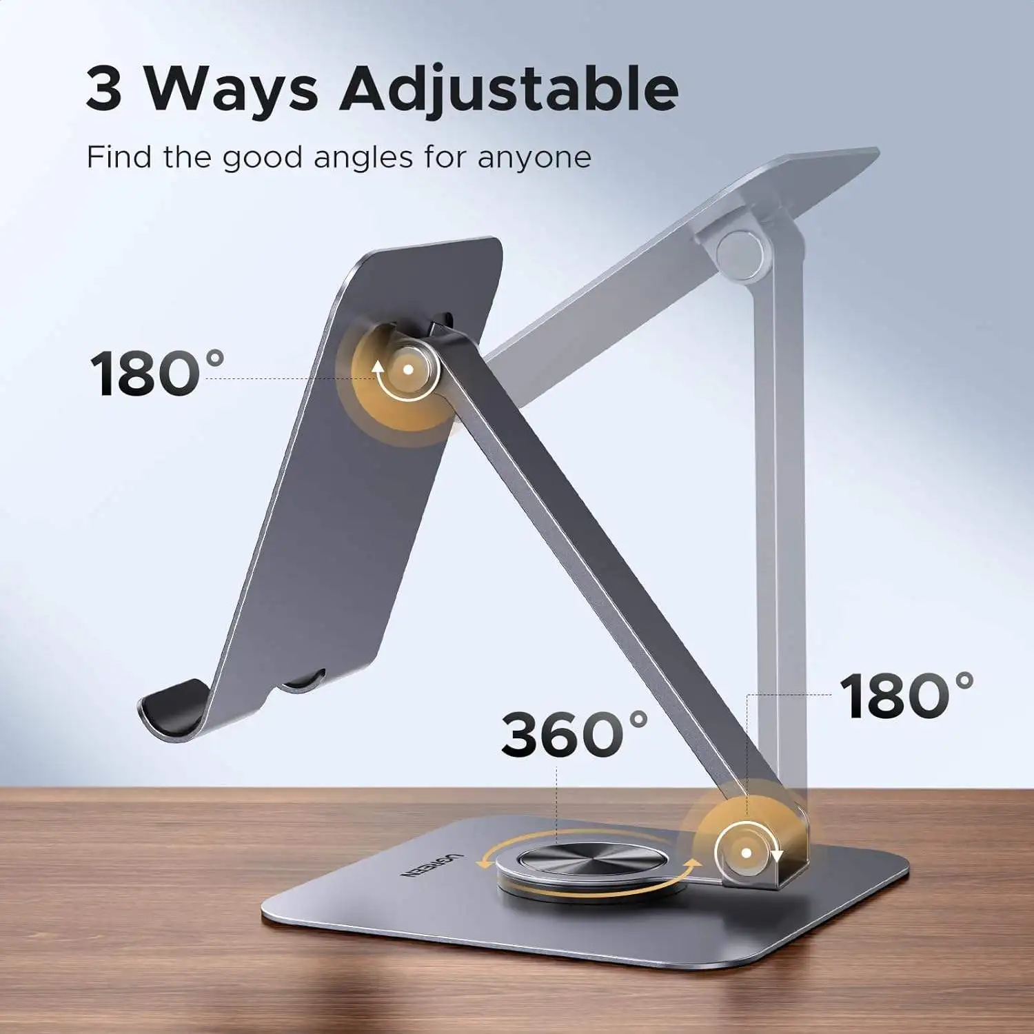 UGREEN Tablet Stand Holder for Desk 360° Rotating Base Aluminum Tablet Holder Adjustable Multi-Angle Home Office