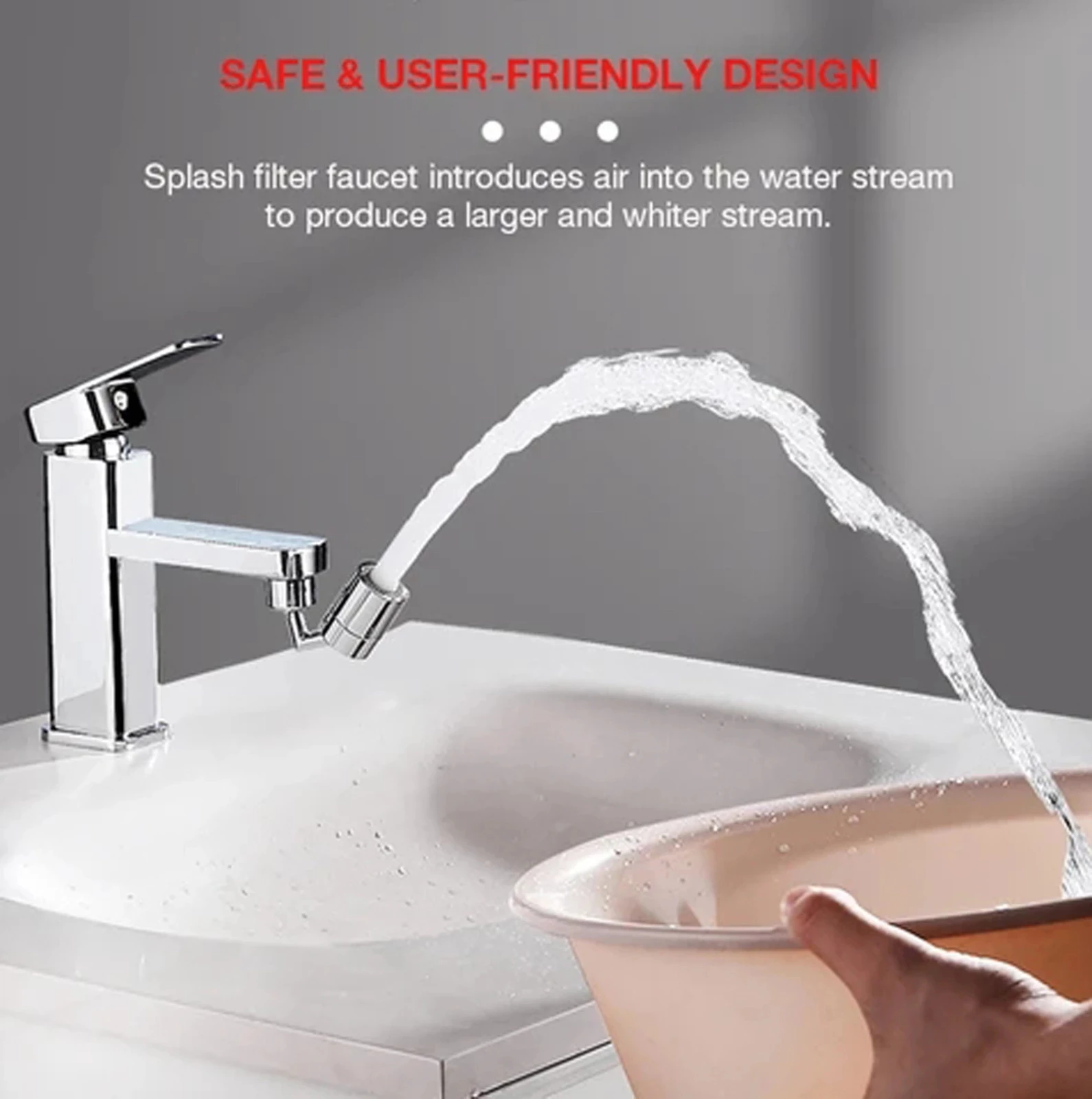 720 Degree Adjustable stainless steel Faucet Extender Shower Head Shower  Faucet Extension Filter Kitchen Bathroom Accessories