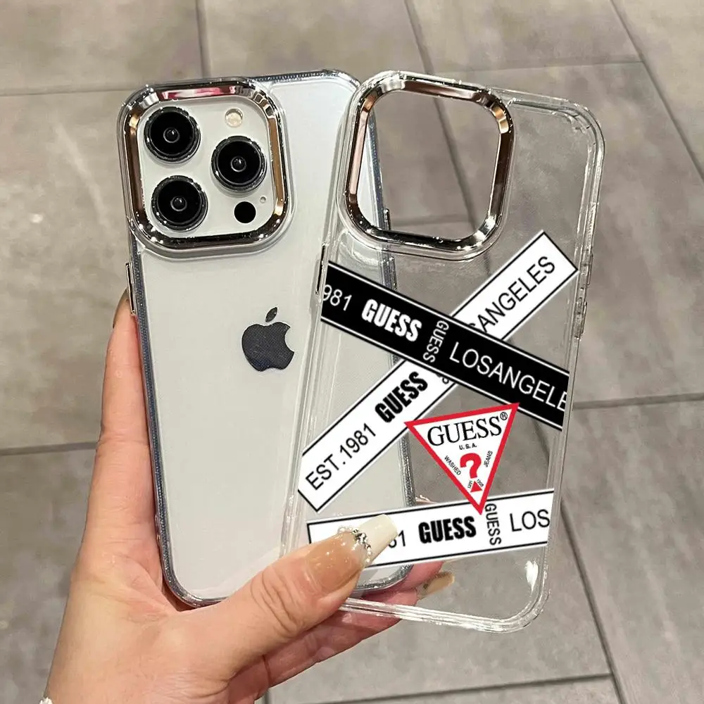 Fashion Phone Case For iPhone 17 Air 16 15 14 Plus 13 12 Pro Max 16e Shockproof HD Clear Back Design G-GuesS Cover