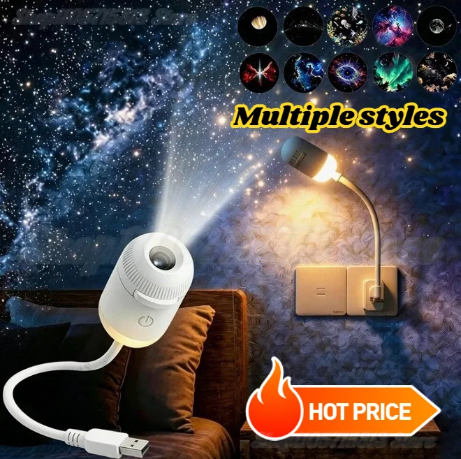 2 In 1 Usb Mini Galaxy Star Projector Night Light With Film Starry Sky Ambient Light For Car Home Decoration For Adults And Kids
