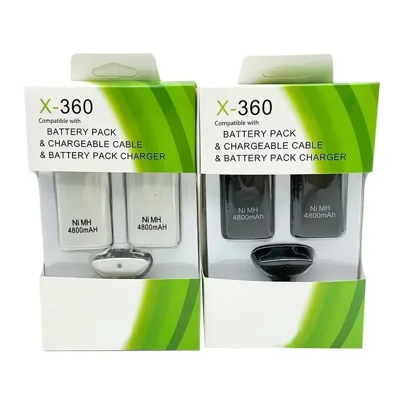 Gamepad Battery 4800mAh Rechargeable Two Battery with Charger Cable for Xbox 360 Wireless Controller Replacement Batteries