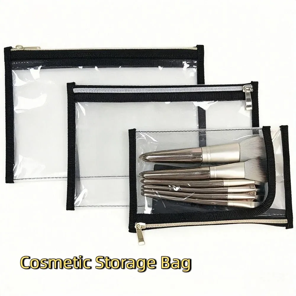 Multi-functional PVC Makeup Brush Bag Transparent Waterproof Cosmetic Storage Bag Multi-layer Design Passport Holder for Home