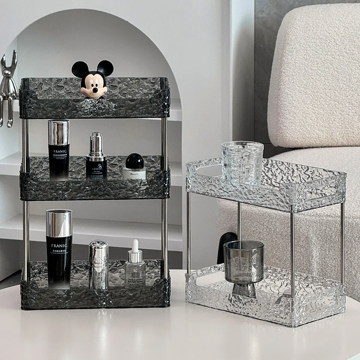Transparent Bathroom Accessories Acrylic Shower Organiser Double Layer Shelves Organizers Makeup Organizer Shelf Supplies Home