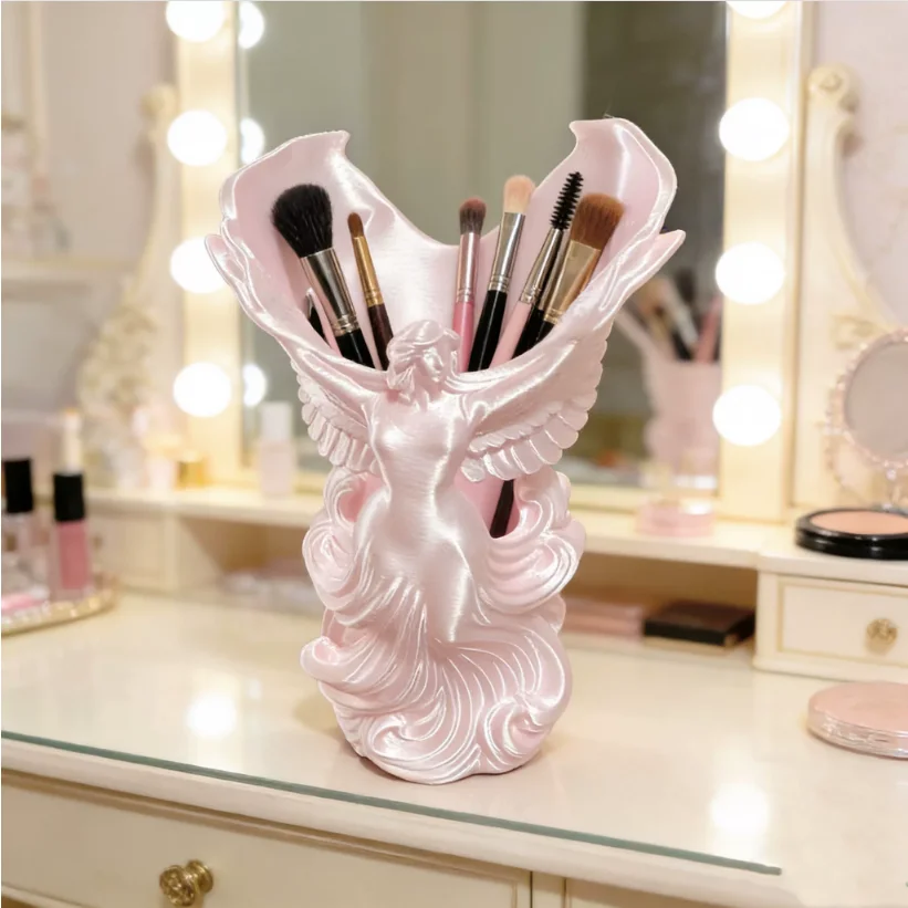 Makeup Brush Holder,Human Face Art Desktop Decoration,Vase,Compatible with Makeup,Eyebrow Pencils,Home Organizer,Plastic Materia
