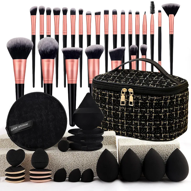 47 Piece Set Of Beauty Tools, Small Fragrance Bag, Brush Set, Portable Toiletry, Travel, Powder Puff, Makeup