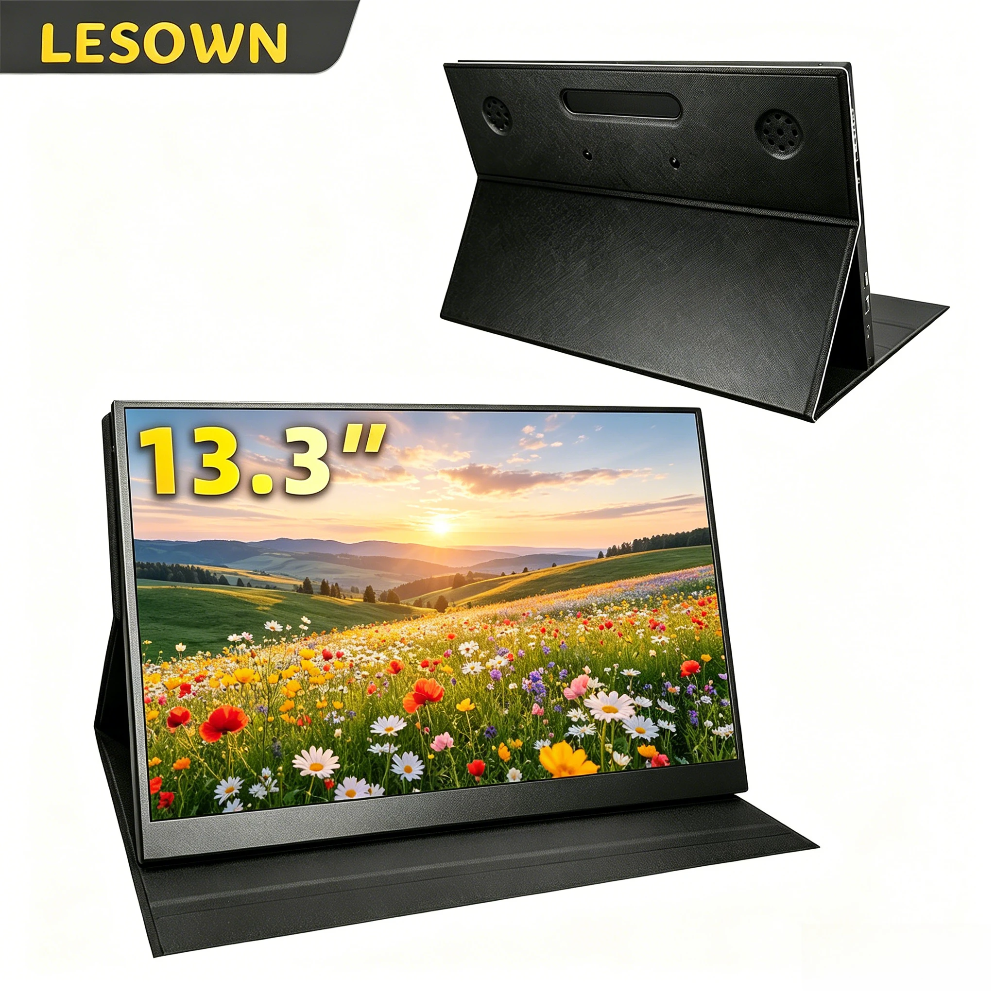 13.3 Inch 1080P Office Portable Monitor VESA 75 External Display Panel Built-in Speaker for MacBook Pro Air Windows Laptop