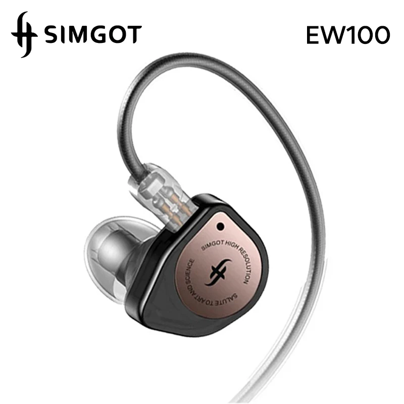 SIMGOT EW100 Earphones in-Ear Wired HiFi Monitor Music Headphones 10mm Dual Chamber Dynamic Earbuds High Quality Gaming Headset
