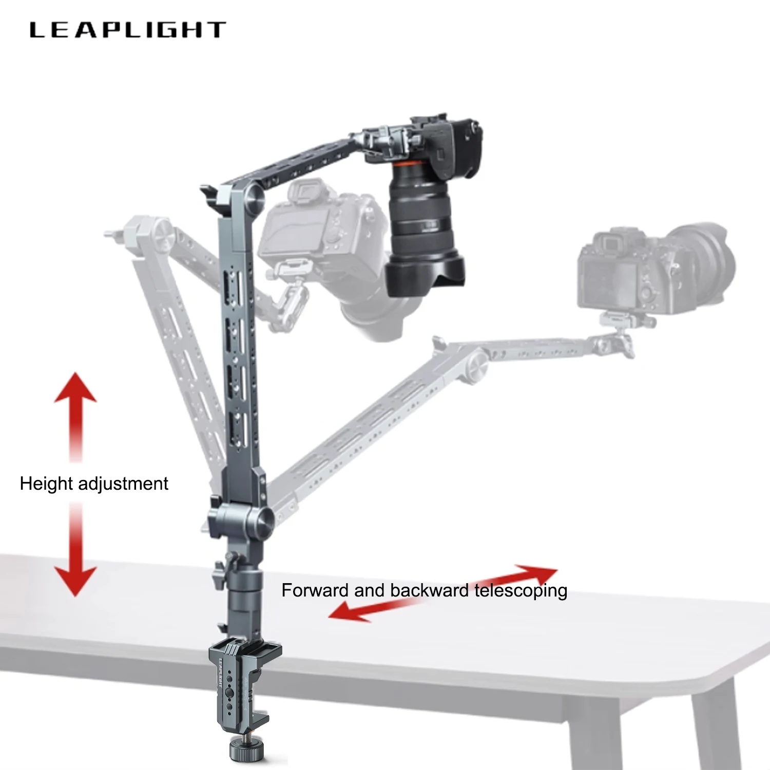 LEAPLIGHT 360°Rotatable Magic Arm W C-Clamp Overhead Camera Mount Flexible Cantilever Stand ArticulatingArm for Phone/iPad Stand