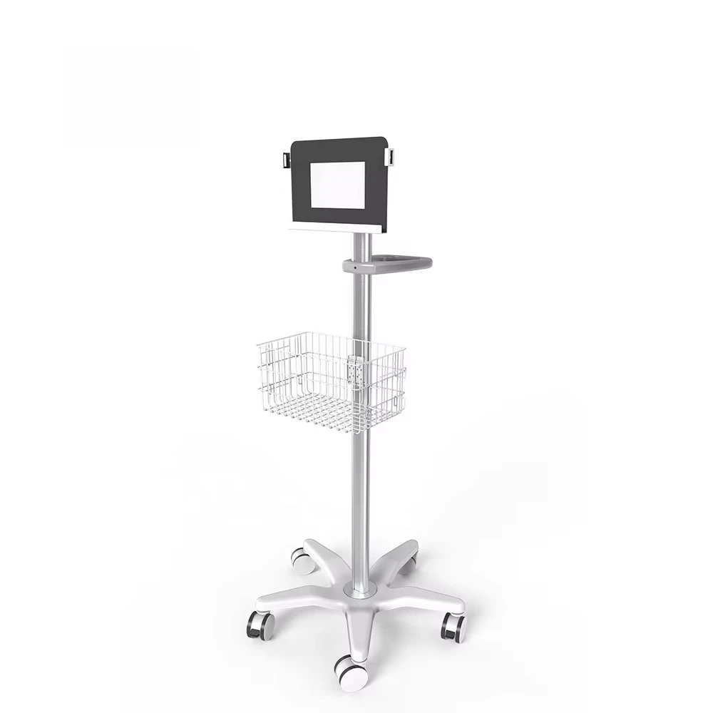 Mobile medical ipad cart basket tablet rolling stand notebook cart for portable