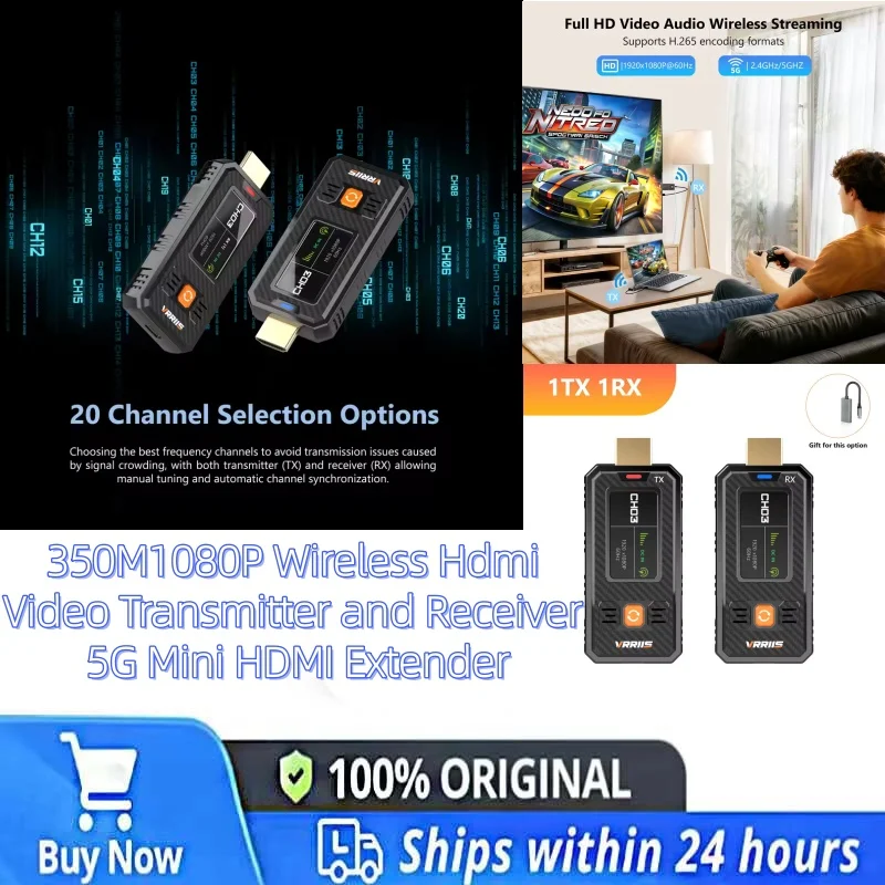 350M1080P Wireless Hdmi Video Transmitter and Receiver 5G Mini HDMI Extender for TV Monitor Office Projector Switch PC Camera