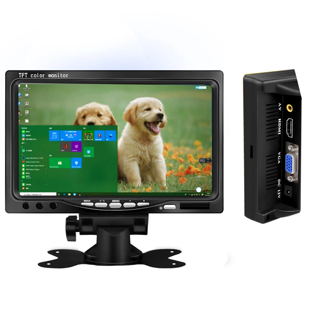Car Monitor HDMI 7 inch Widescreen HD 1024 * 600 LCD with AV / VGA / Compatible Mini Desktop