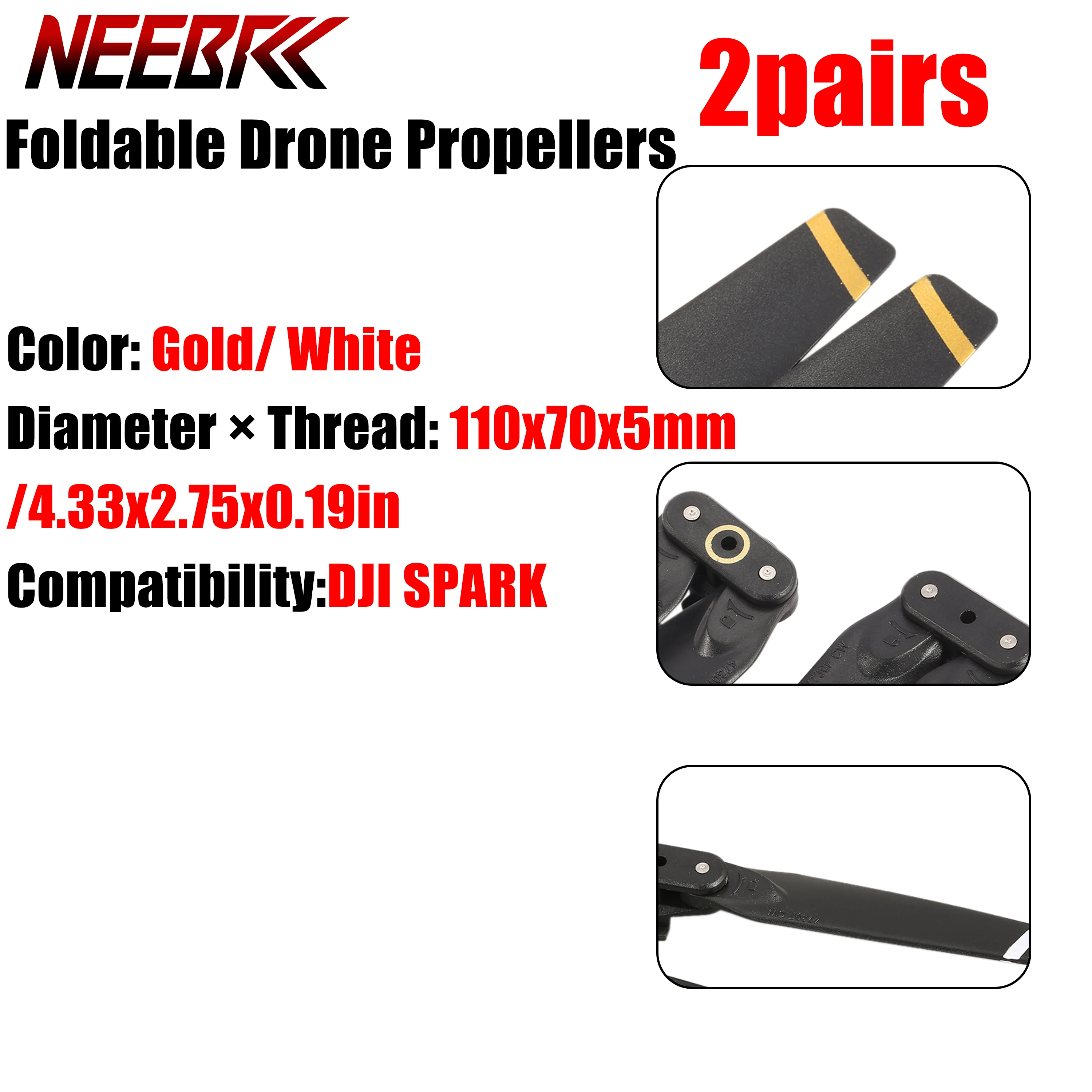 2pairs Drone Foldable CW/CCW Blade Prop Low-Noise Noise Reduction Propellers for DJI Spark Quadcopter Accessories Spare Parts