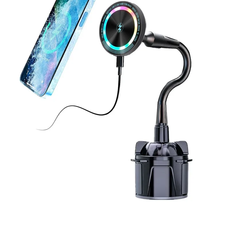 15W Magnetic Maxsafe Car Charging Cradle Heavy Duty Magnetic Cup Holder For Magsafe iPhone Samsung S23 Ultra Wireless Charger