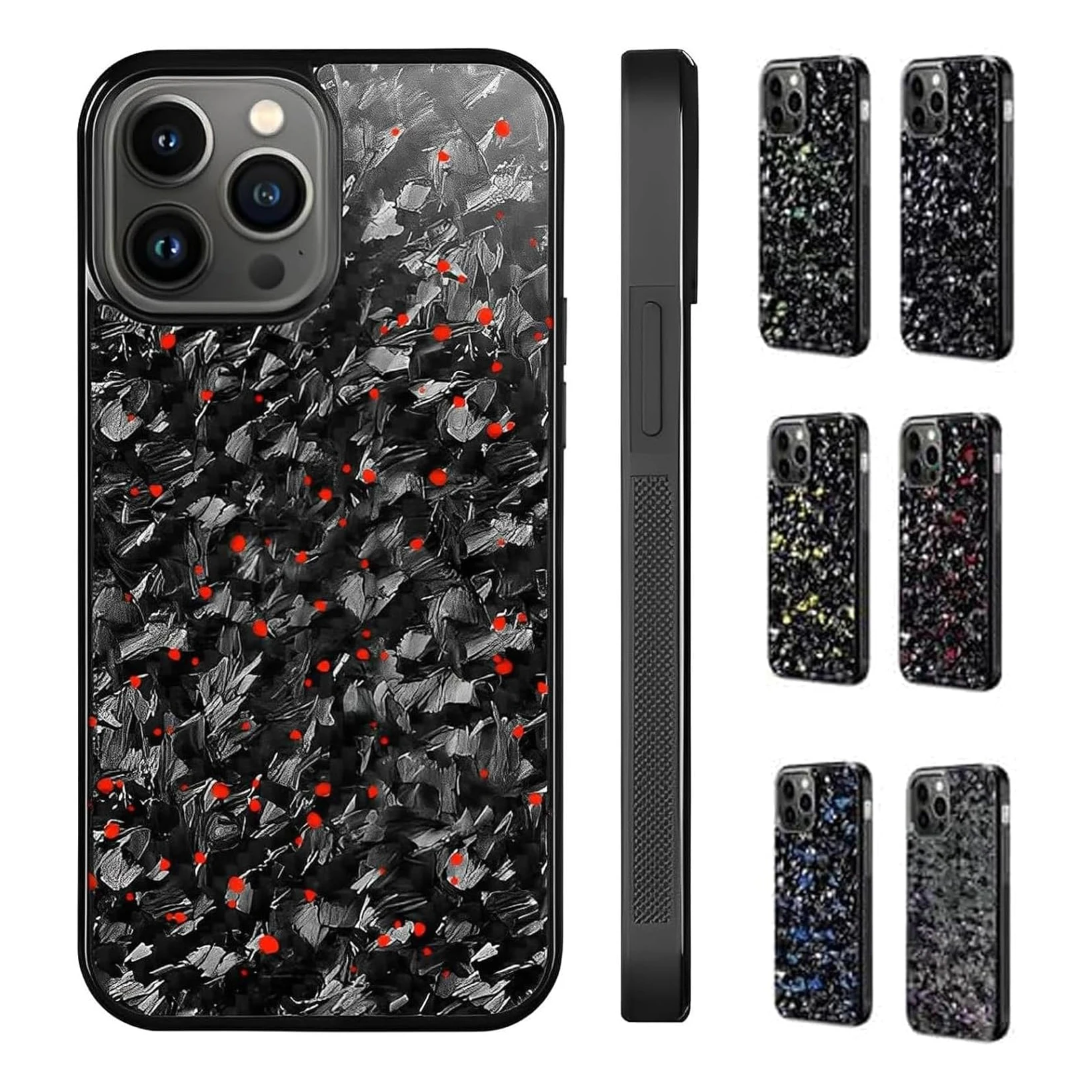 Luxury Gloss Real Carbon Fiber Armor Shockproof Cover for IPhone 16 Pro Max 15 14 13 12 Case Wireless Charge Forged Fiber Cover