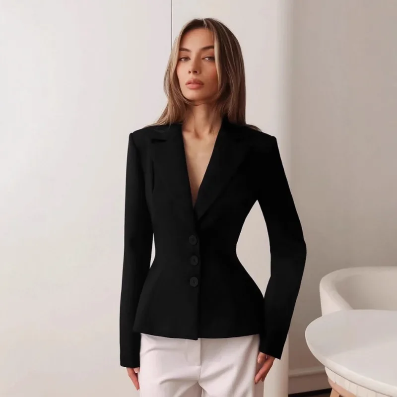 YLT Womens Office Elegant Waist Cinched Pleated Slim Fit Blazer Jacket 2026 Winter New Professional Chic Trendy Stylish Workwear