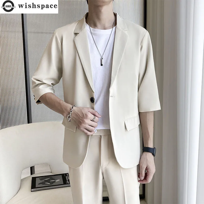 2022 Summer Business Casual Men's Suit Pants Set Loose Jacket Blazer Trousers Two Piece Set Office Professional Suit Tracksuit