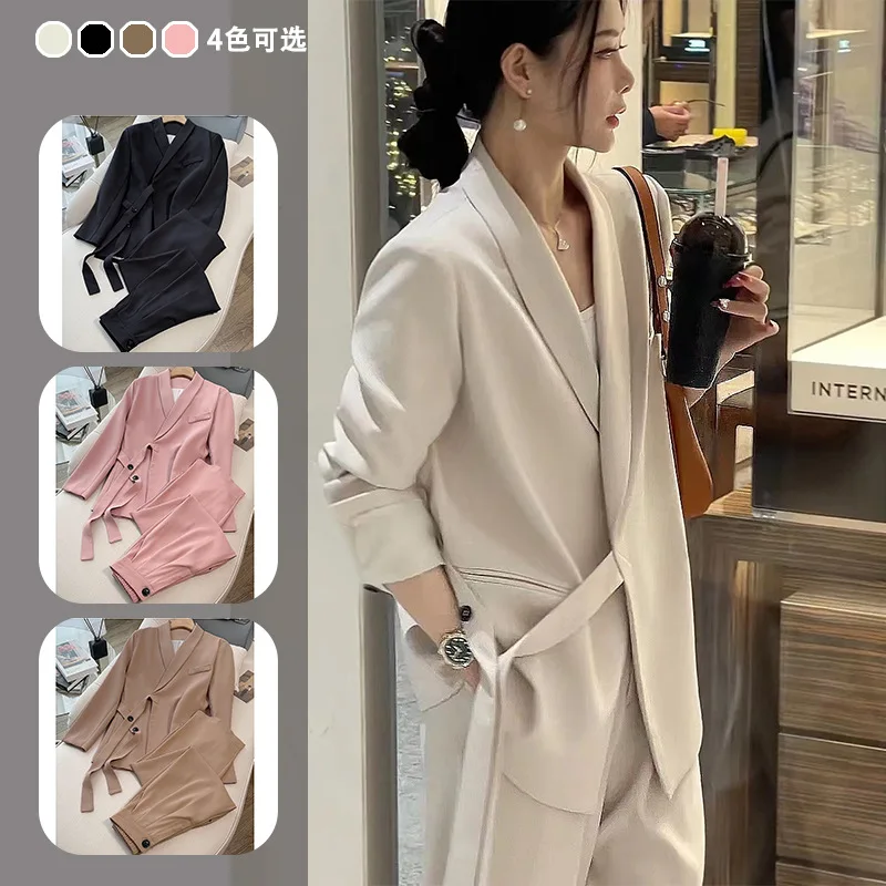 Women's Suit Jacket 2025 Spring and Autumn High-end Design, Loose Temperament, Casual Professional Suit Two-piece Set Pant Sets
