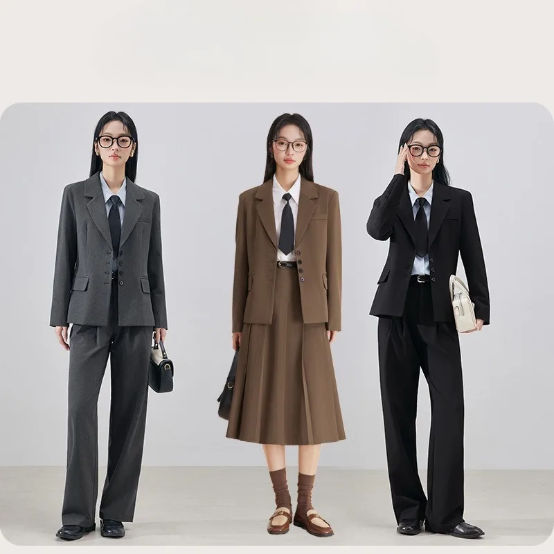 Black Professional Suit Set for Female College Students New Large-sized Women Suit Jacket High-end Fashionable Women's Clothing