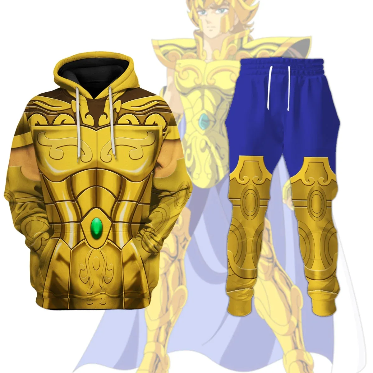Popular Cosplay Anime Saint Seiya Printed Hoodie Pants Sets 3D Street Harajuku Kid Tracksuit Sets Men's Sports Two-Piece Suits